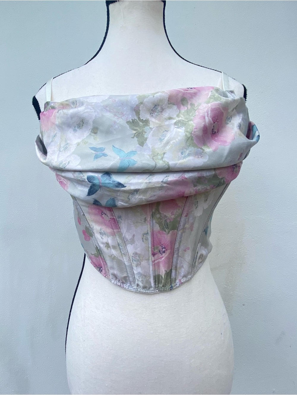 Victoria’s Secret Ivory Multicolor Floral Butterfly Corset Top Size Small